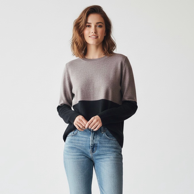 The Cashmere Project Colorblock Crewneck Sweater 100% Cashmere Size S